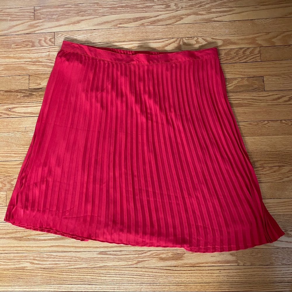 Red Pleated Skirt